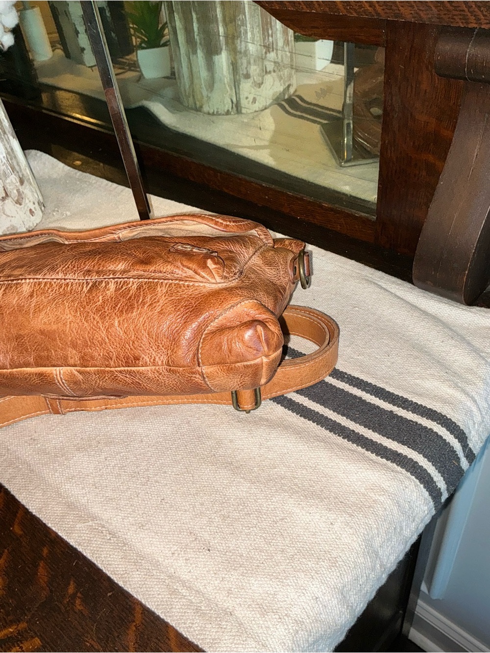 Bed Stu Leather Greenway Handbag Crossbody Bag Tan Rustic MSRP $265 - Picture 10 of 13